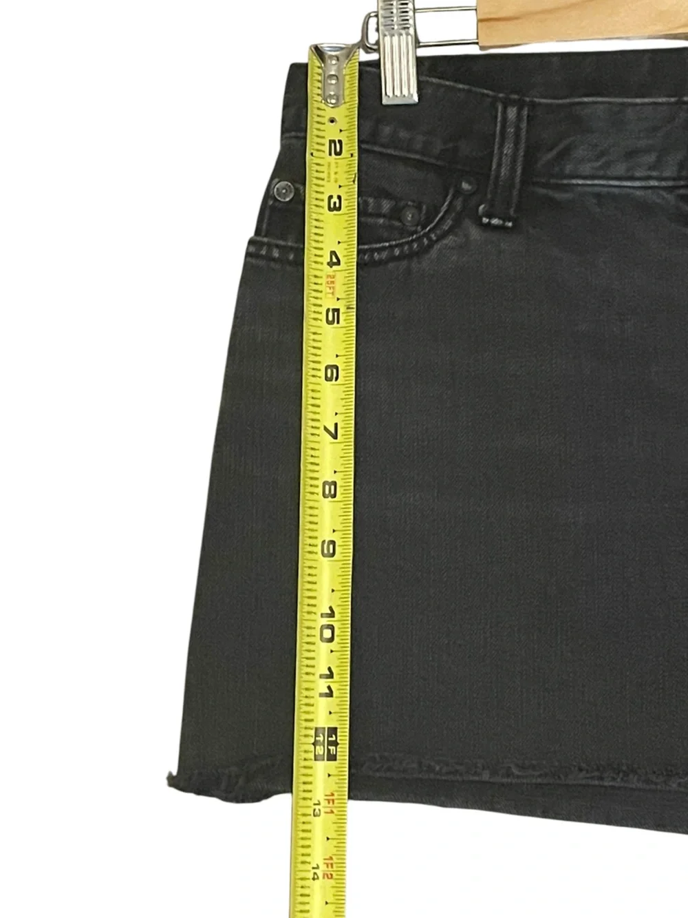 Free People Frayed Hem Black Denim Mini Skirt - Size 2